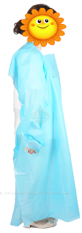 disposable cpe apron gowns  AMST F1670 CE and FDA certified long sleeve with thumb loops